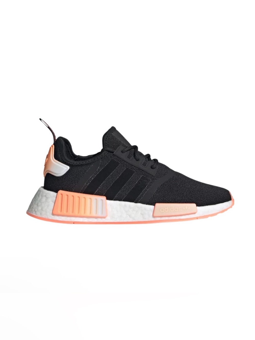 Adidas NMD R1 Black and Orange Peach Womens Sneakers Sz 7 Extra Laces NEW